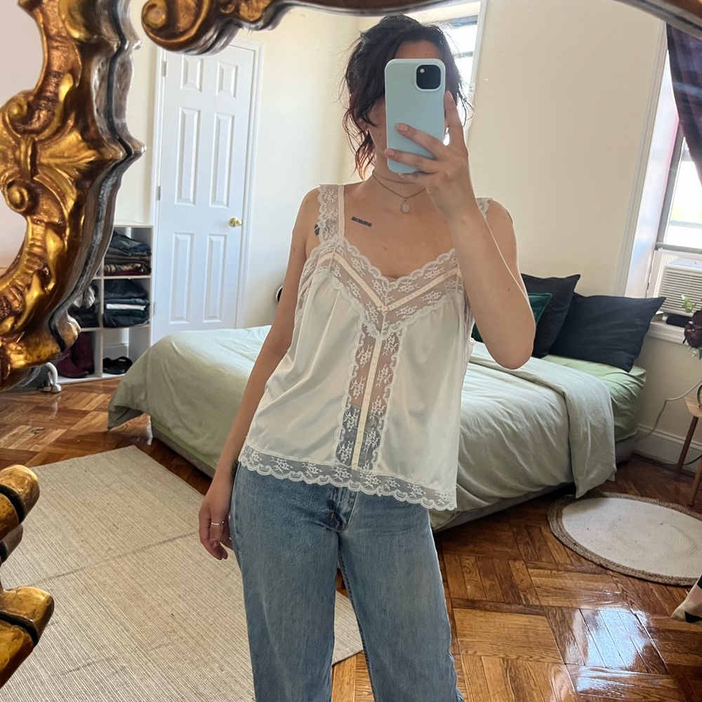 Vintage Ashley Taylor Lace Slip Tank Top